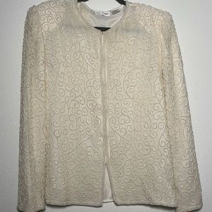 Cream Lawrence Kazar Beaded jacket